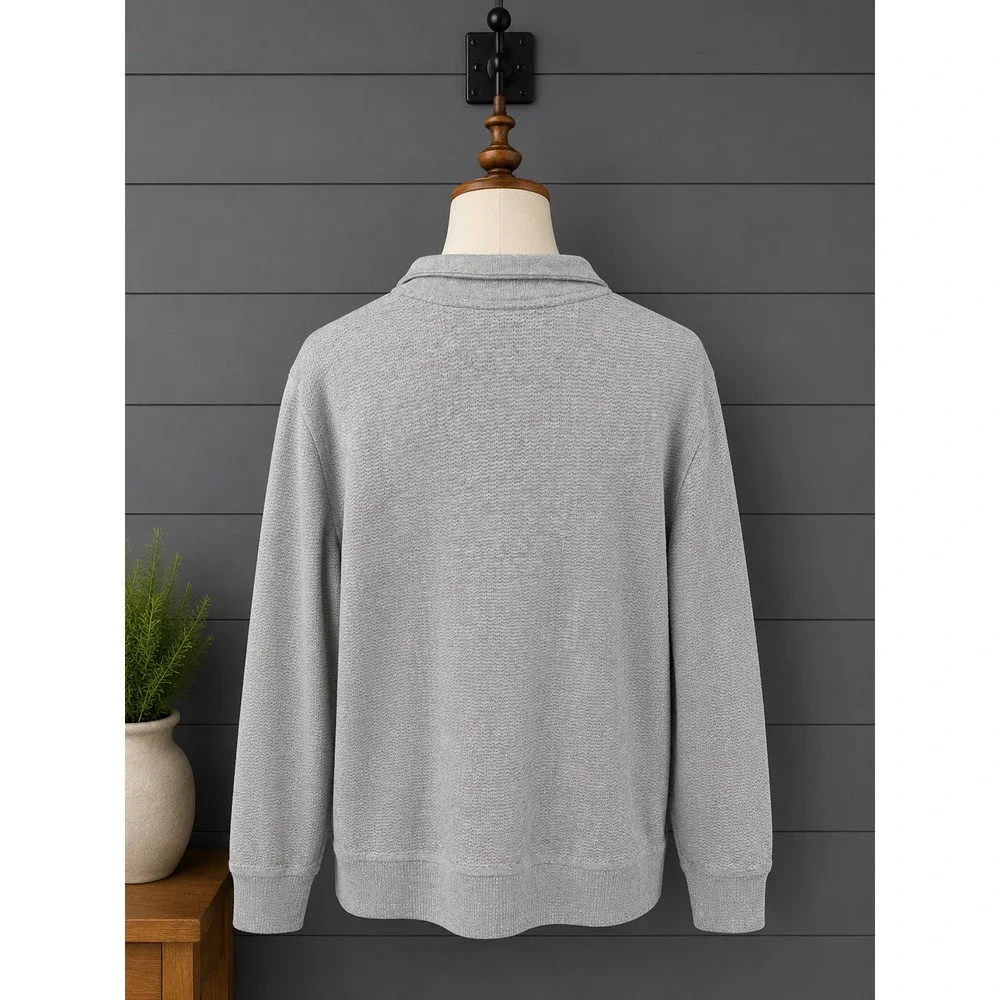 Faherty Textured Knit Quarter Zip Pullover Mens Size M 100% Good Earth Cotton